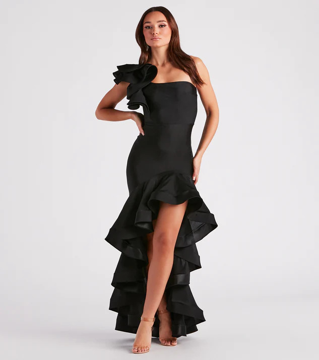 Audrey Formal Ruffled One Shoulder Dress | Windsor Stores