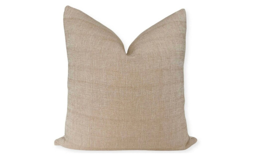 Woven Cotton Pillow Cover: Neutral Beige Throw Cushion Case - Etsy | Etsy (US)