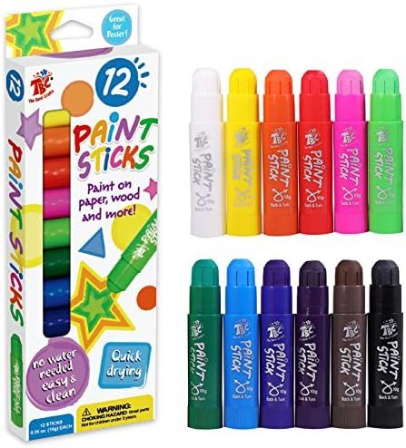 TBC The Best Crafts Tempera Paint Sticks,12 Classic Colors, Washable,Non- Toxic,Crayon Paint Stic... | Amazon (US)