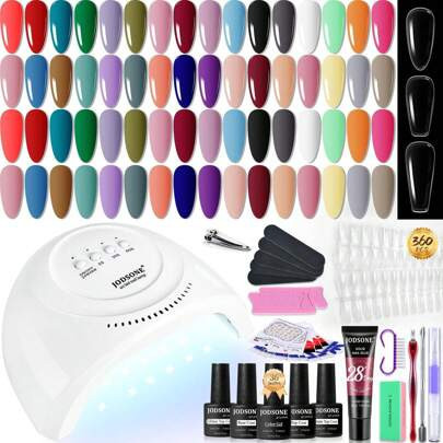 JODSONE 32 Color Gel Nail Polish Kit With U V Light With Base Coat Glossy Matte Glitter Top Coat 3 Kind Of False Nail Tips With Glue For Mother's Day | SHEIN