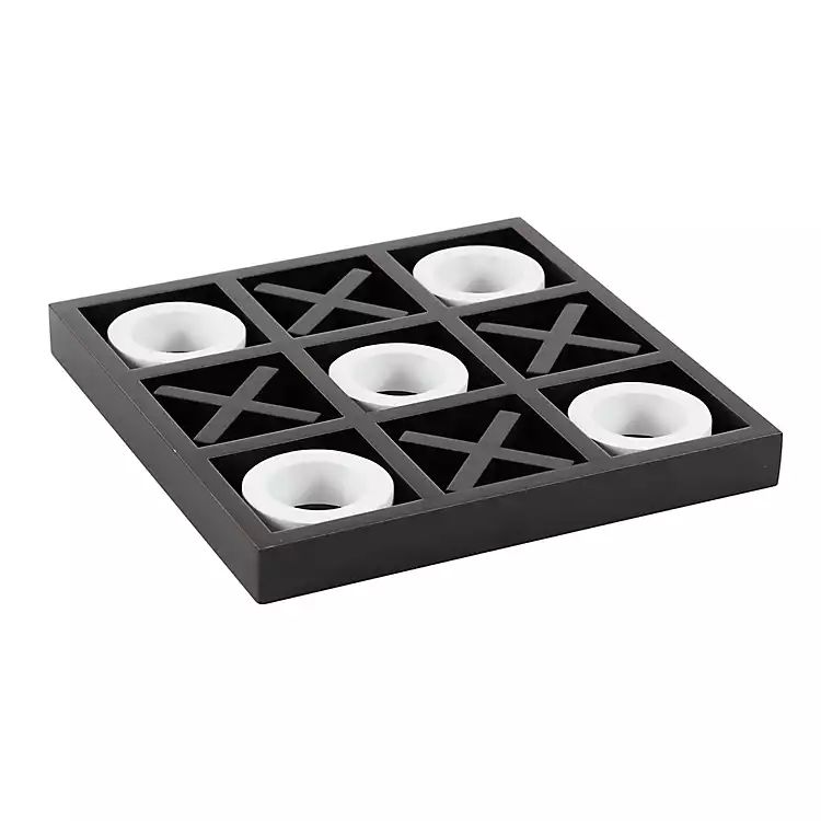 Matte Black and White Wooden Tic Tac Toe Board | Kirkland's Home