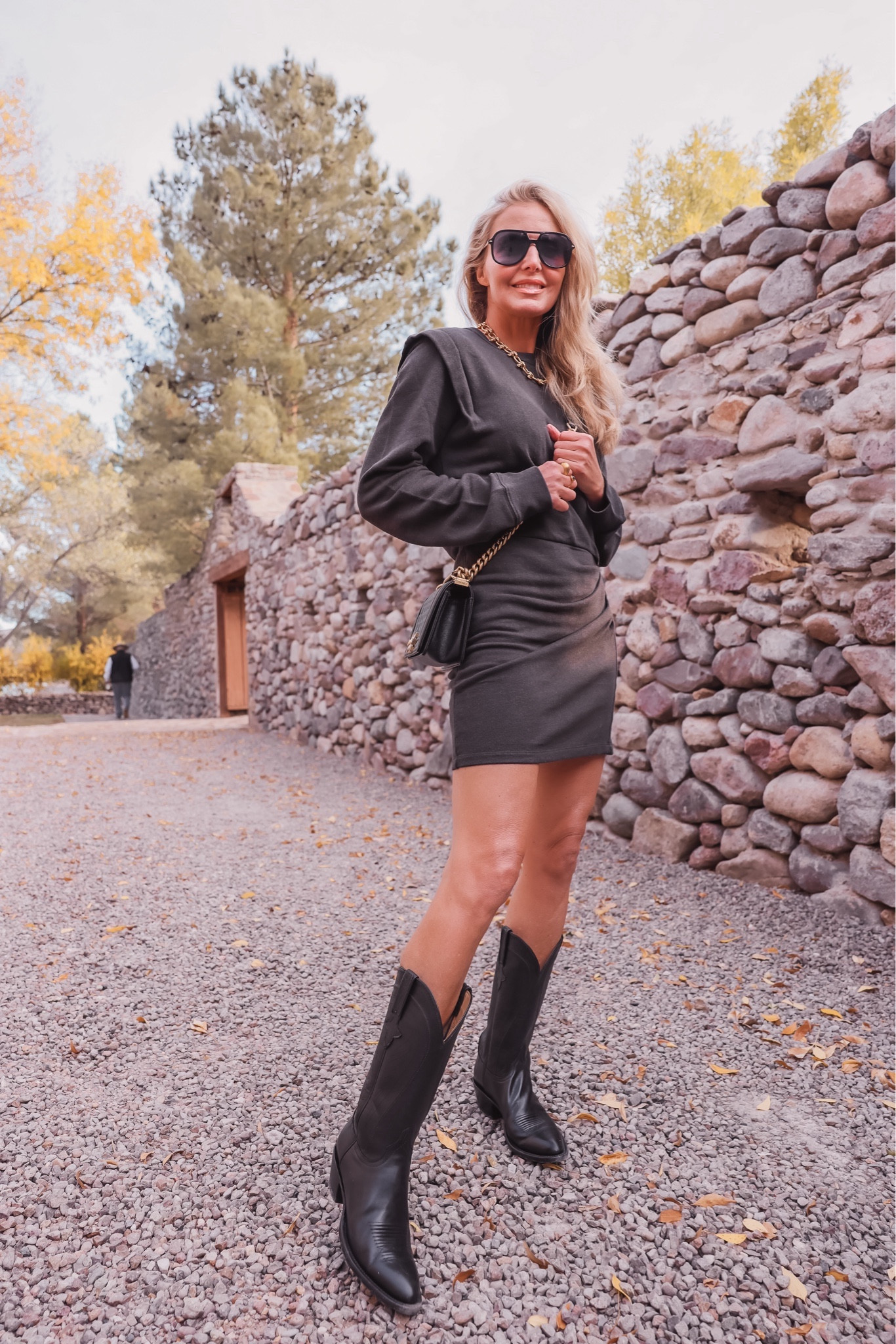 #ad These gorgeous black "Summer" @Lucchese boots are so chic and more versatile than you might think! #MyLucchese

Western boots are very on-trend right now, and I love how comfortable they are to wear. The chunky heel makes them easy to walk in, they're great to wear with dresses or jeans, and the black color goes with just about everything! Here I styled them casually with a sweatshirt dress. This would be a great look for a casual meal out, errands, or shopping. The fit of these boots is true to size.

~Erin xo 

#LTKshoecrush