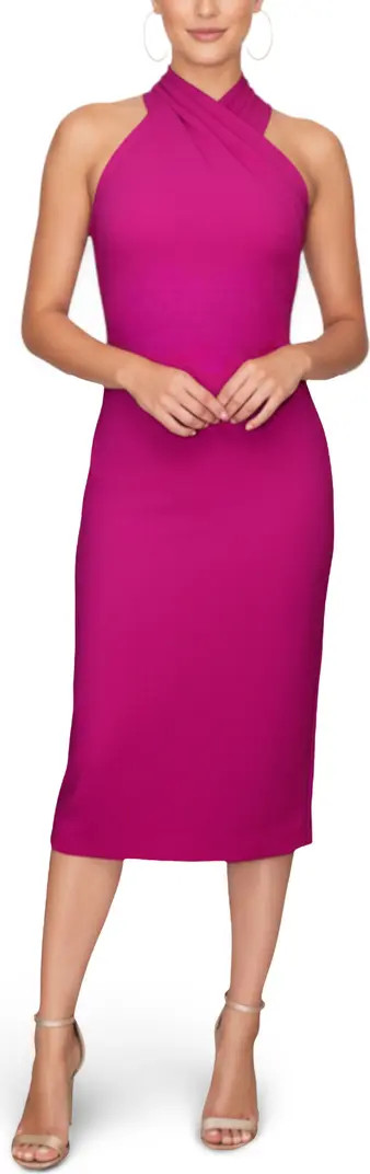 RACHEL Rachel Roy Harland Crossover Halter Midi Dress | Nordstrom | Nordstrom