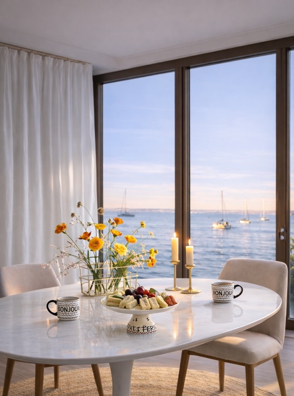 The light feels different this early — softer, cooler, almost weightless.
The ocean is calm, barely moving, just enough to reflect the morning sky.

A mid-century modern tulip dining table anchors the space — sculptural, balanced, timeless. Paired with mid-century modern dining chairs, the silhouettes stay clean and intentional.

Underfoot, a natural jute rug adds warmth and texture without visual noise.

The tabletop remains minimal — refined tableware, relaxed florals, nothing overstyled. Just enough detail to feel curated, not staged.

This is what thoughtful interior design does.
It doesn’t demand attention.
It creates a mood.

And at 9am on a Saturday, that mood is calm, coastal, and completely unhurried.


#LTKHome #LTKdayinmylife