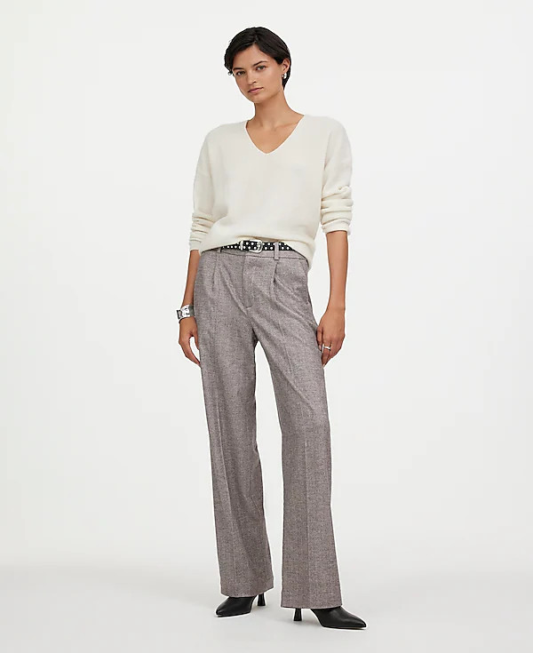 Slouchy Straight Pants in Herringbone Italian Fabric | Madewell