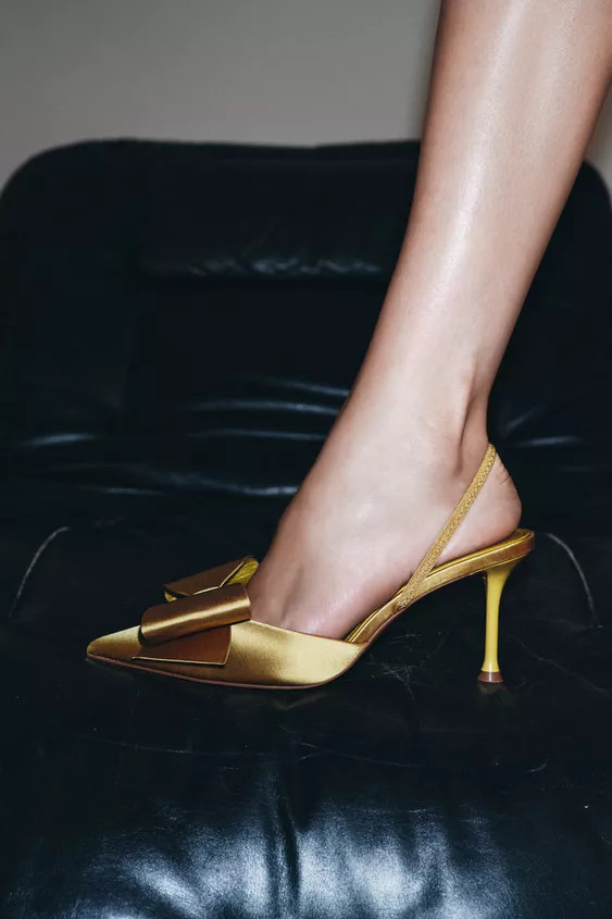 SATIN-EFFECT SLINGBACK HEELS | Zara US