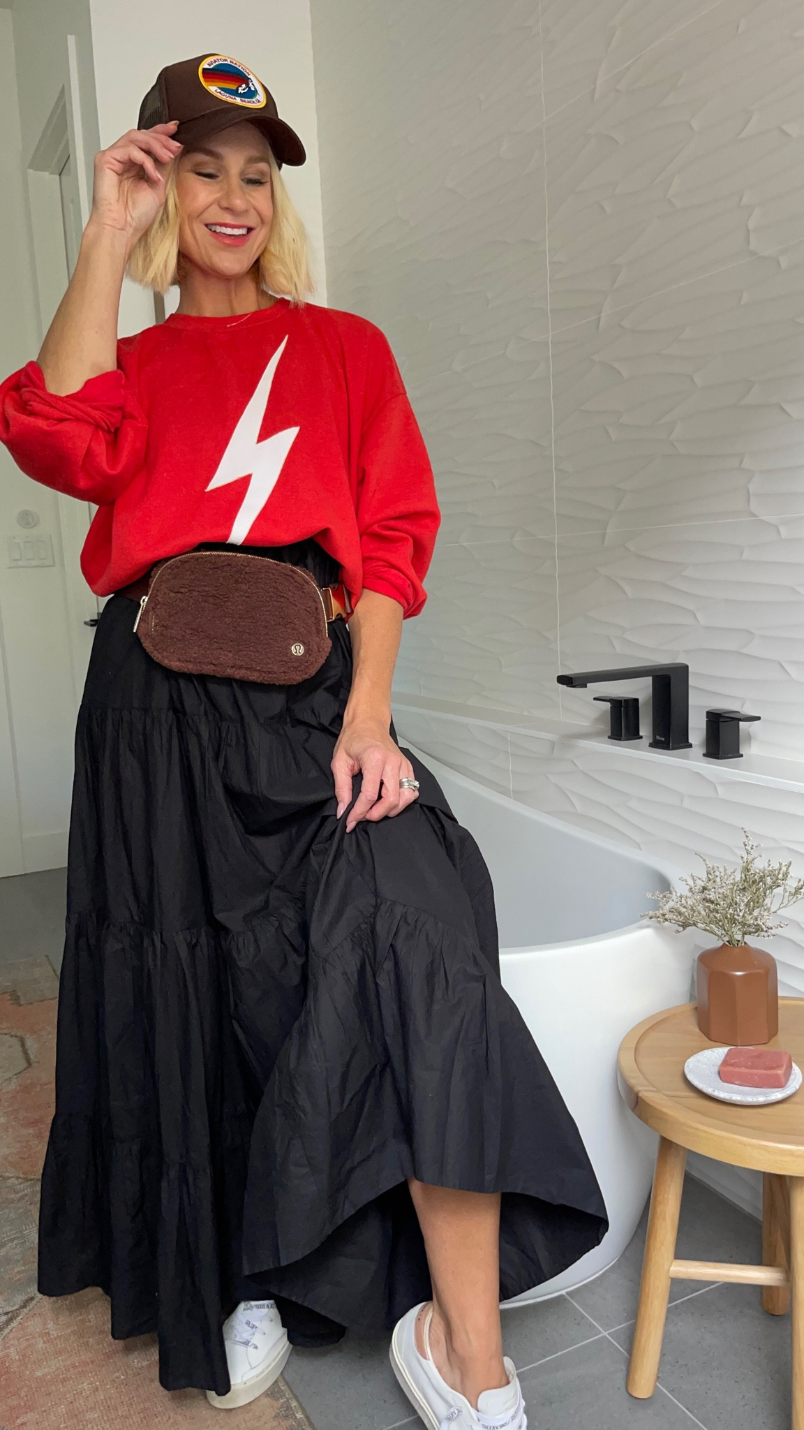 Don’t put away your summer maxi dress quite yet! Layer your favorite sweatshirt or sweater on top. I tuck mine into a bralette for a flattering, cropped look. Add sneakers & a hat for a fun causal Fall outfit.

Dress: wearing size small, runs big 
I always size down in my AN sweatshirts.

#LTKstyletip #LTKCon #LTKSeasonal