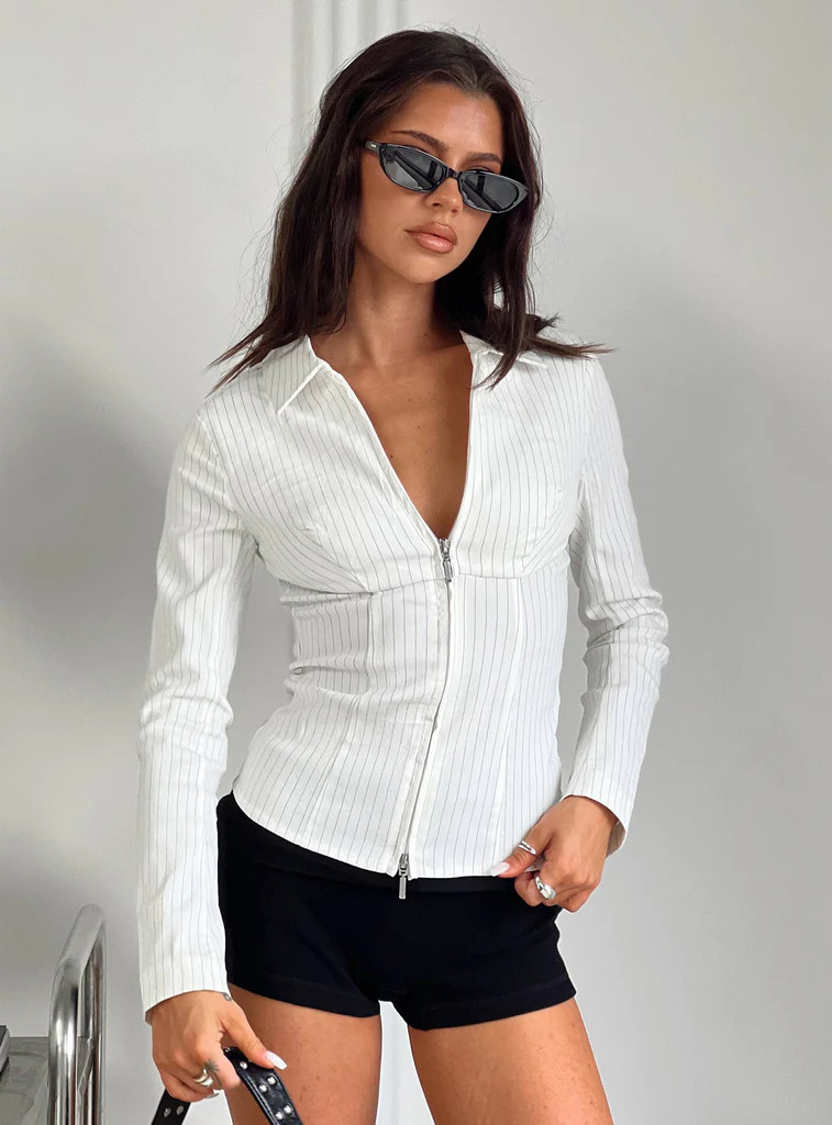 Bellar Long Sleeve Top Ivory | Princess Polly US