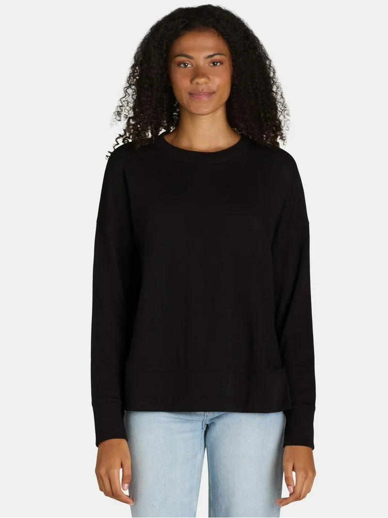 Time and Tru Women's Crewneck Sweatshirt with High-Low Hem, Sizes XS -4X | Walmart (US)