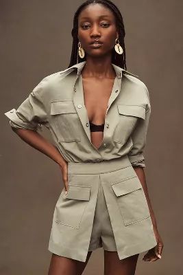 Mare Mare Long-Sleeve Utility Romper | Anthropologie (US)