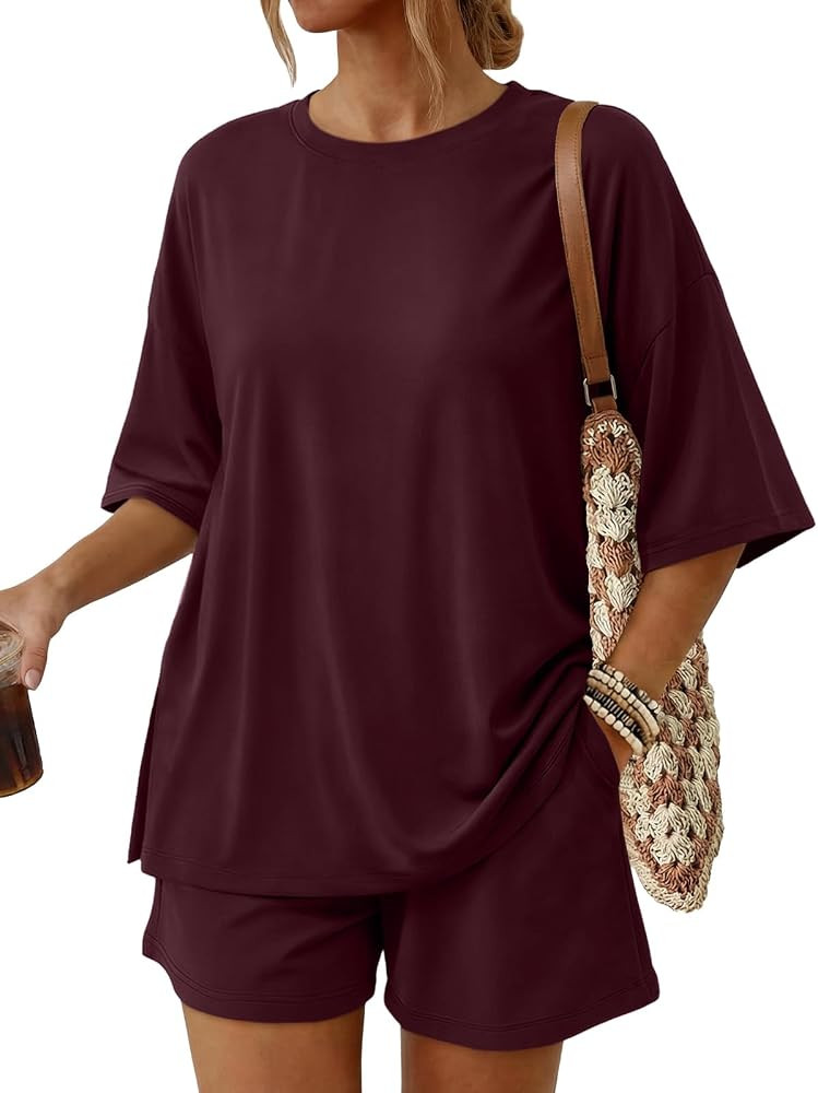 Trendy Queen 2 Piece Summer Set Oversized Top & Loose Fit Shorts with Pockets | Amazon (US)