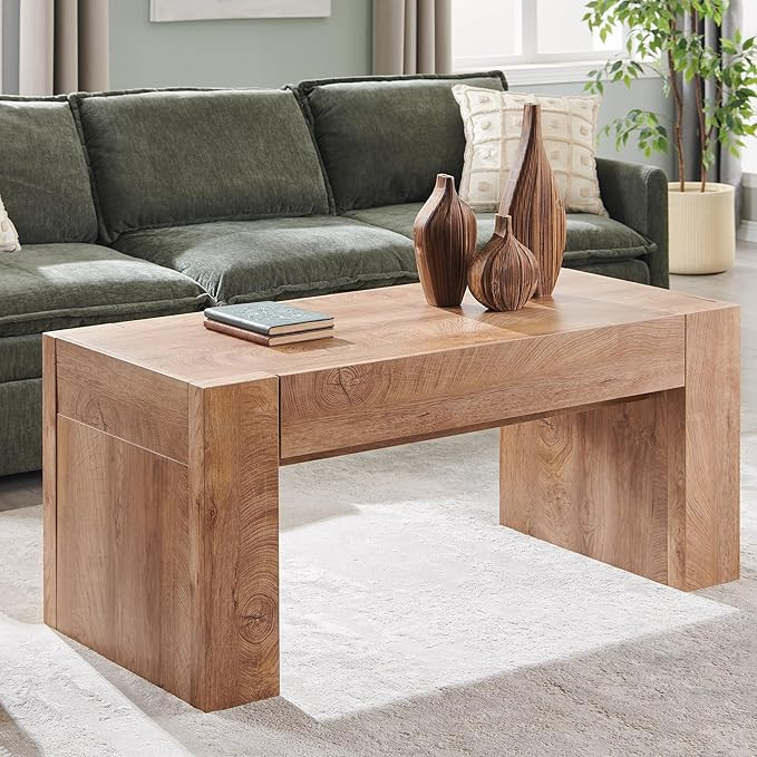 OKD 48" Modern Farmhouse Coffee Table, Wooden Living Room Table with Hidden Storage Drawer, Rusti... | Amazon (US)