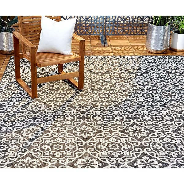 Home Dynamix Nicole Miller Patio Country Danica Indoor/Outdoor Area Rug 5'2"x7'2", Black/Gray | Amazon (US)