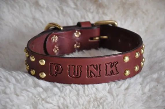 Custom Made Leather Dog Collar 1 1/2 inches Wide with Free Personalization Made to fit YOUR Dog | Etsy (US)
