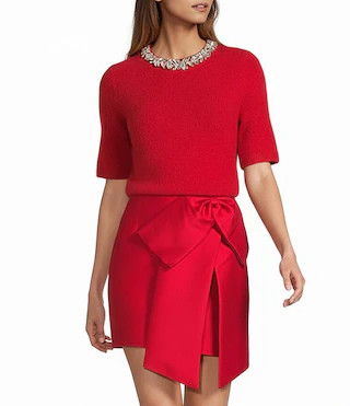 Antonio Melani Kourtney Wool Blend Jeweled Crew Neckline Short Sleeve Sweater | Dillard's | Dillard's