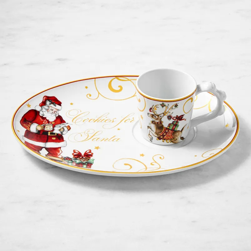 Williams Sonoma ‘Twas Cookies for Santa Plate with Mug | Fortnum & Mason