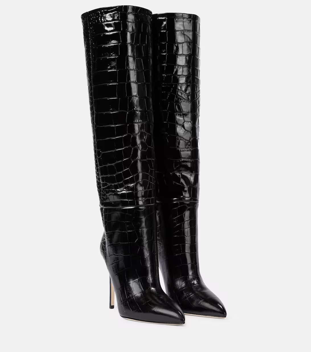 Croc-effect leather knee-high boots | Mytheresa (US/CA)