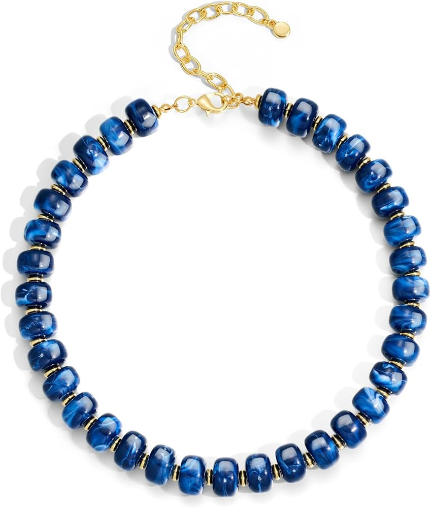 Resin Beads Necklace for Women Chunky Choker Necklaces Boho Colorful Acrylic Beaded Choker Neckla... | Amazon (US)