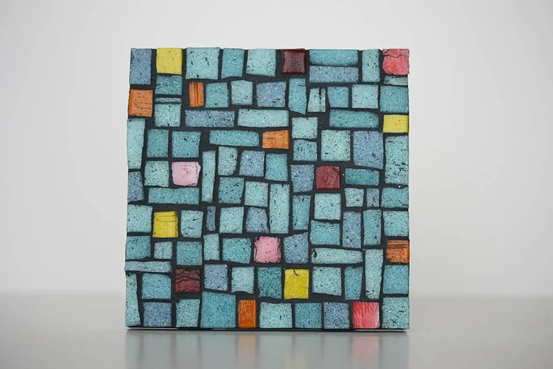 Colorblock Mosaic Coaster Glass Tile Aqua Home Decor Tabletop Beach Chic Boho Bohemian Glass | Etsy (Global)
