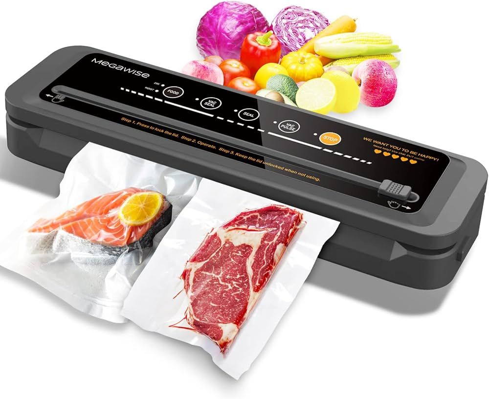 MegaWise 80kpa Powerful but Compact Vacuum Sealer Machine, Bags and Cutter Included, One-Touch Au... | Amazon (US)