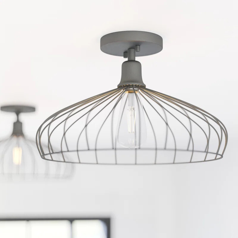 Odette 1 - Light 15'' Caged Dome Semi Flush Mount | Wayfair North America
