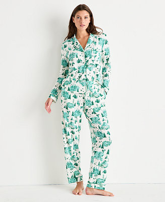 Women's Packaged Notched-Collar Pajama Set XS-3X | Macy's