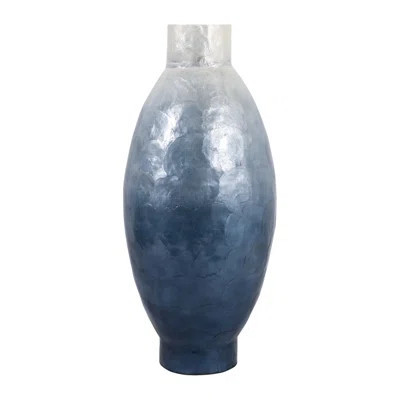 Elegant Ombre Design Vase - Decorative Tall Table Vase For Home Decor - Textured Flower Vase For Living Room Or Entryway Displays - Ivory/Blue | Wayfair North America