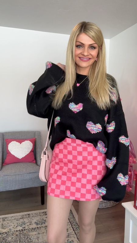 Pink Lily Valentines Day Haul 💘 Linked all my cute heart sweaters, and white heart denim jacket. Pink checkered skirt, and pink denim jeans. Also linked my heart jewelry by Kendra Scott and other outfit pieces I paired along with! 

#LTKFind #LTKunder50 #LTKunder100