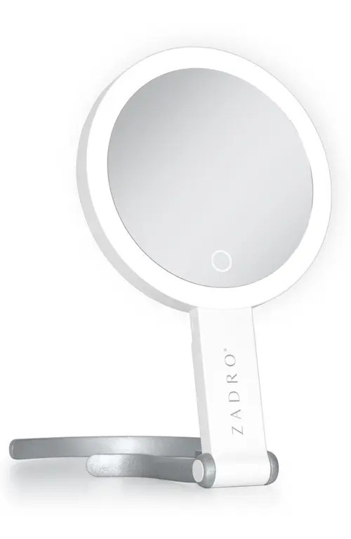 Zadro Multi-Position Lighted Travel Hand Mirror with 10X/1X Magnification in White/silver at Nordstrom, Size Small | Nordstrom