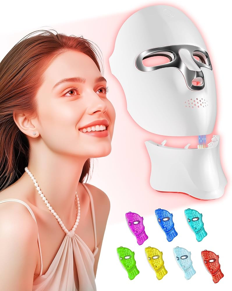 LED Light Therapy Mask Skin Care Mask,Cordless LED Face Mask face & neck Red & Infrared Lights Ma... | Amazon (US)