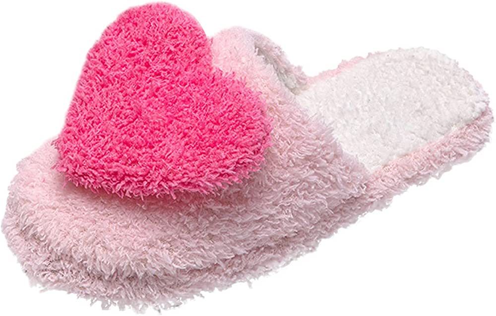 Slippers Women Size 11 Heart Slippers Comfortable Indoor Outdoor Slippers Retro Soft Plush Lightw... | Amazon (US)