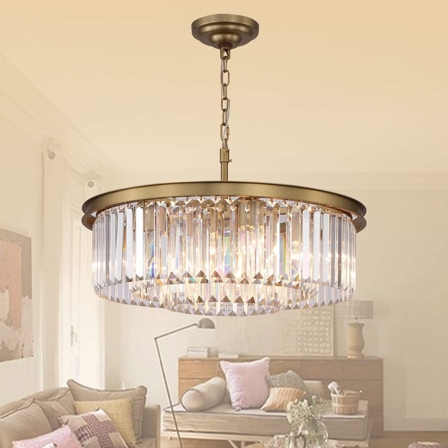 GMlixin Crystal Chandelier Pendant Ceiling Lights Gold Chandeliers Lighting Fixture for Dining Li... | Amazon (US)