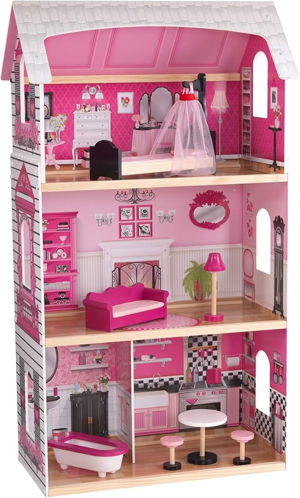 KidKraft Bonita Rose Dollhouse - Colorful Toddler Toy for 12 Inch Dolls Real Wood, Gift for Ages ... | Amazon (US)