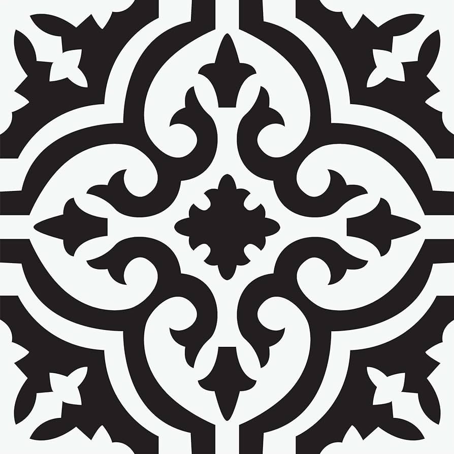 FloorPops Parma Peel & Stick Floor Tiles, Black | Amazon (US)
