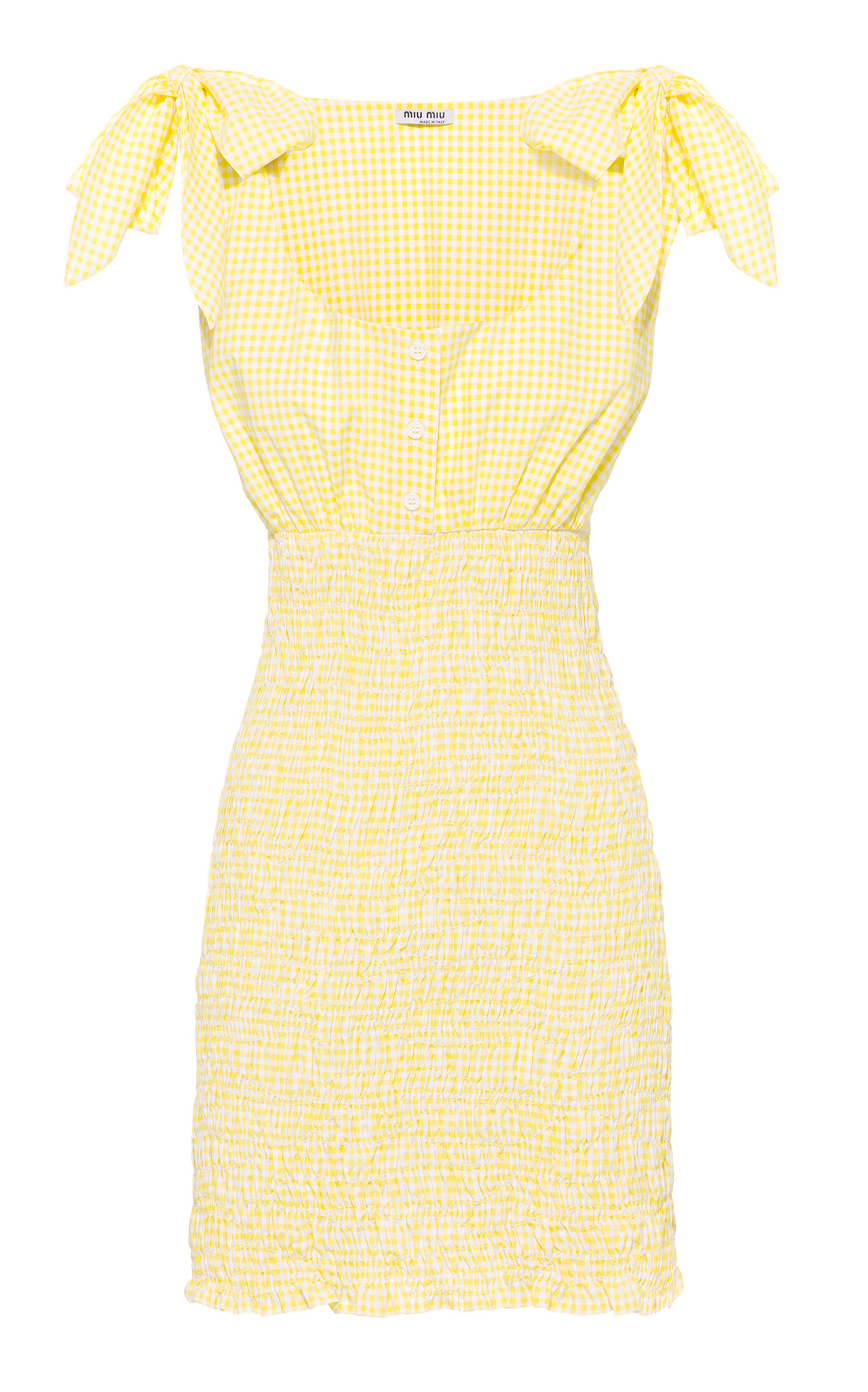 Smocked Checked Cotton Mini Dress | Moda Operandi (Global)