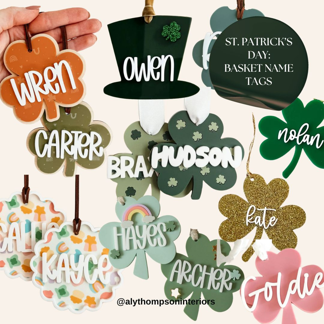St. Patrick's Day Tags | Name Tags | Four Leaf Clover Name Tags | Clover Tags | St. Patrick's Day Name Tags  

 #LTKSeasonal #LTKHome #LTKKids