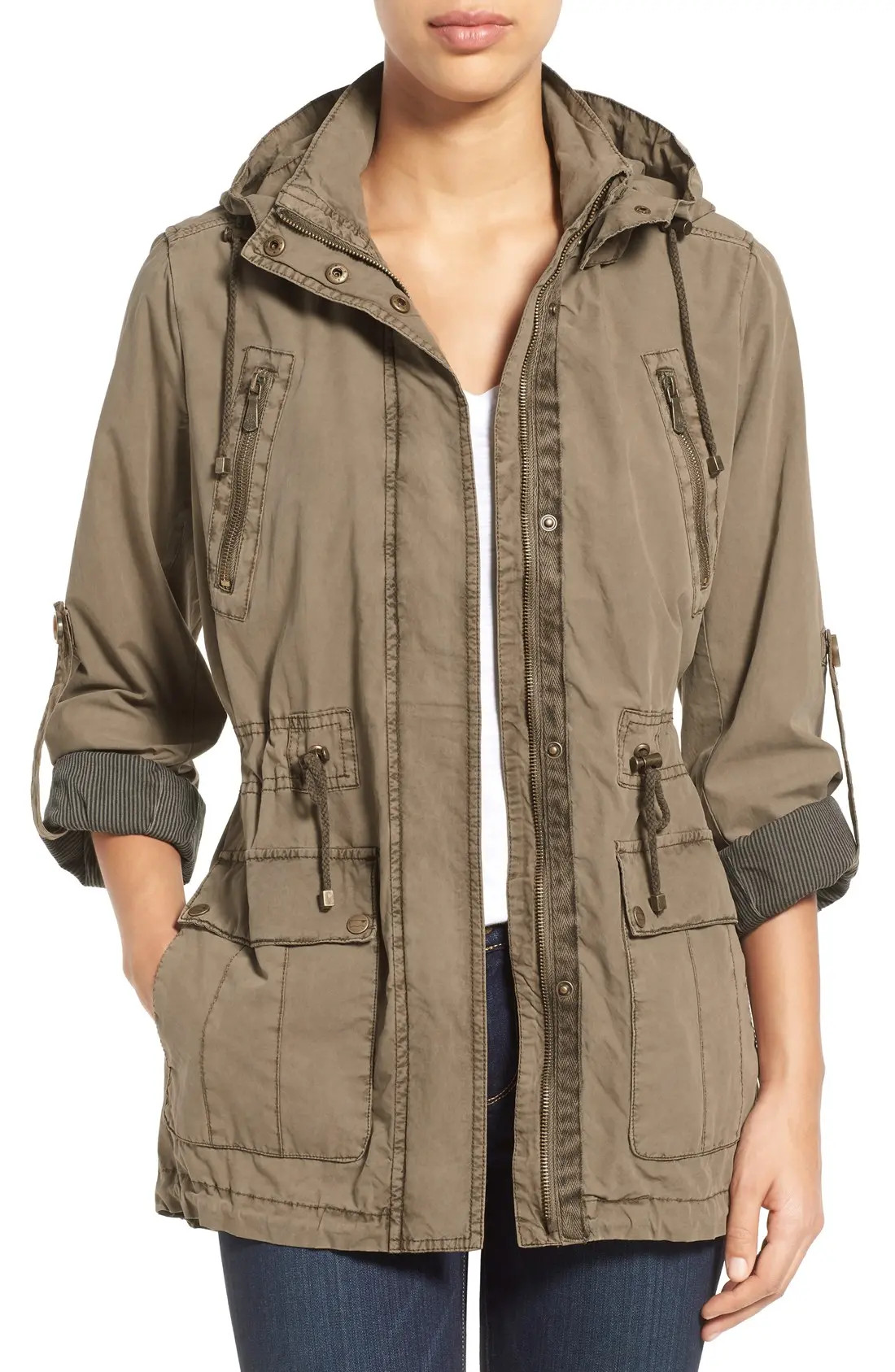 Women's Levi's Parachute Hooded Cotton Utility Jacket, Size Small - Beige | Nordstrom
