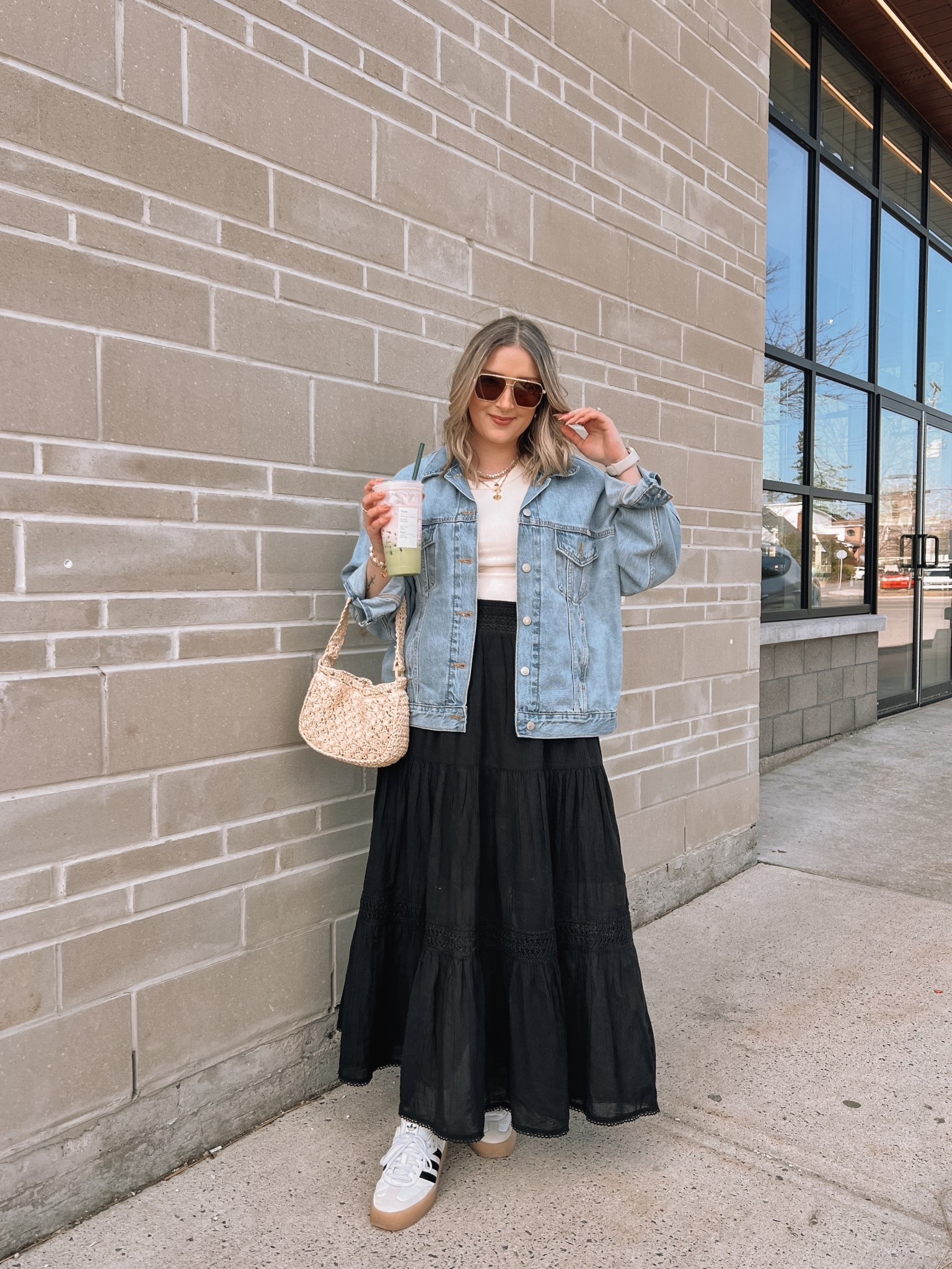 Spring outfit inspo from last year! Linked this year’s version of my black maxi skirt. Wearing M in tank top, sized up to XL in the denim jacket for an oversized fit. Adidas Sambae sneakers are super comfy but run big, I’m usually a 9.5-10 and wear a 9


#LTKootd #LTKMidsize #LTKspring