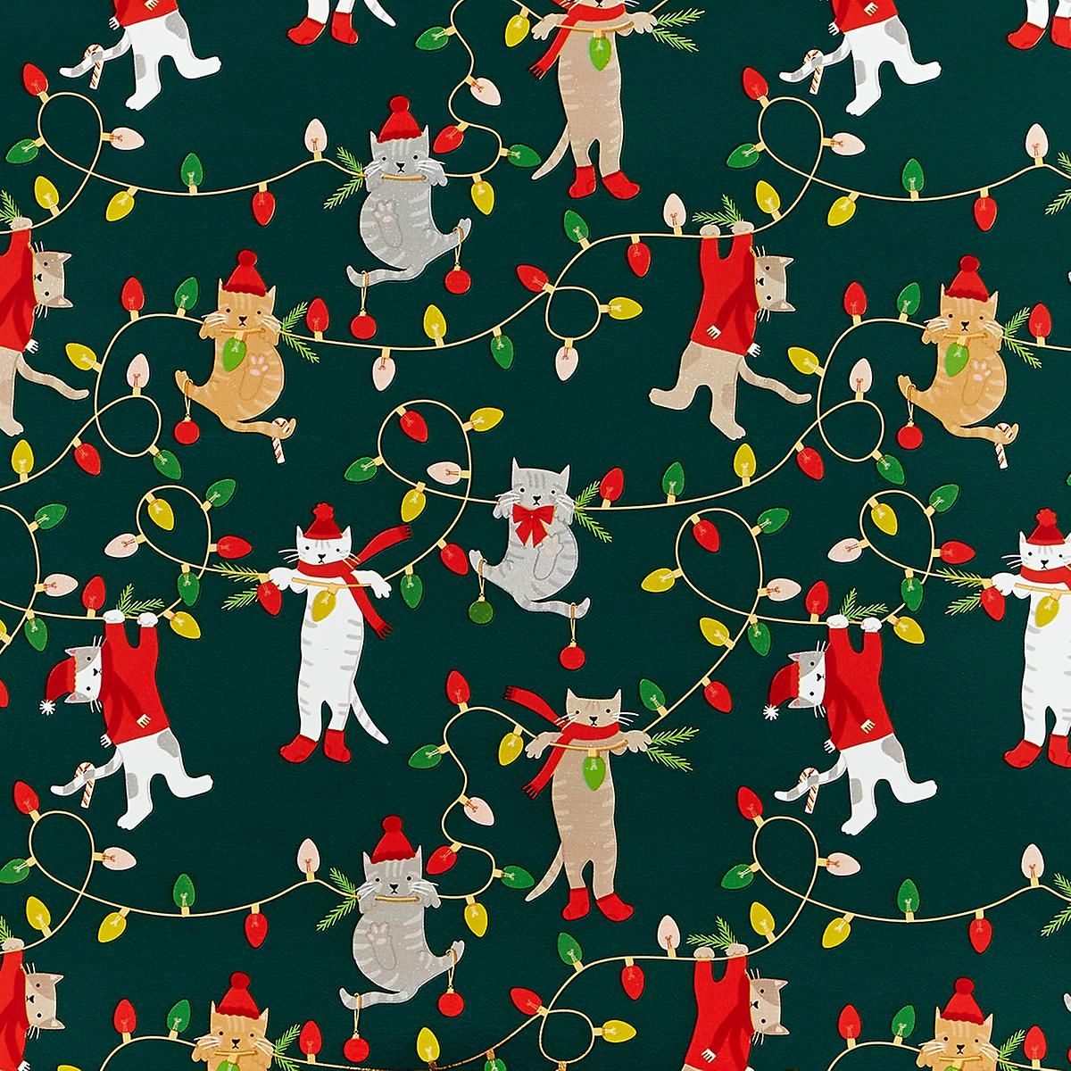 Holiday Cats & Lights Wrapping Paper | The Container Store