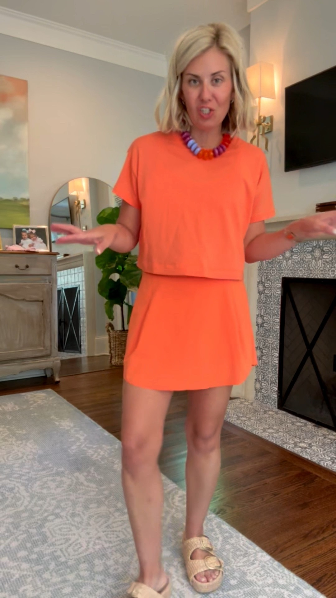 25% off with code BB25 through 4/26. Style tip…athleisure is not just for athletics or just leisure! We are styling this set with a fun necklace & cute sandal. This skirt has the perfect amount of compression & such a flattering look! 
Pleated Skort - small
Cropped Tank - small
Cropped Tee - small 
Sleeveless 1/2 Zip - xs
Leggings - 7/8 small
Cotton Skort - small
Cami Dress - small ￼

￼ 

 #LTKfitnessgoals #LTKmorningroutine #LTKSaleAlert