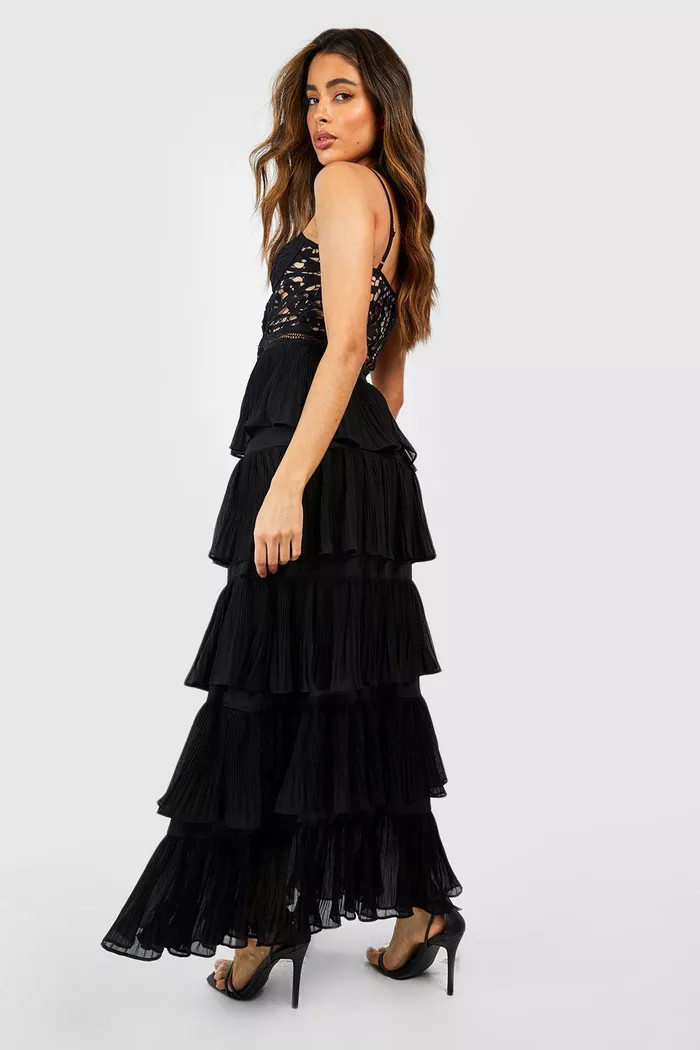 Lace Corset Detail Pleated Maxi Dress | Boohoo.com (US & CA)