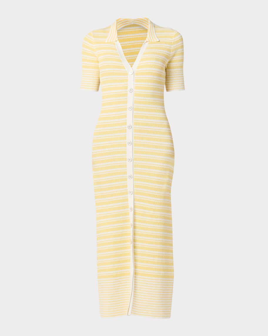 Shoshanna Sawyer Striped Rib-Knit Midi Dress | Neiman Marcus