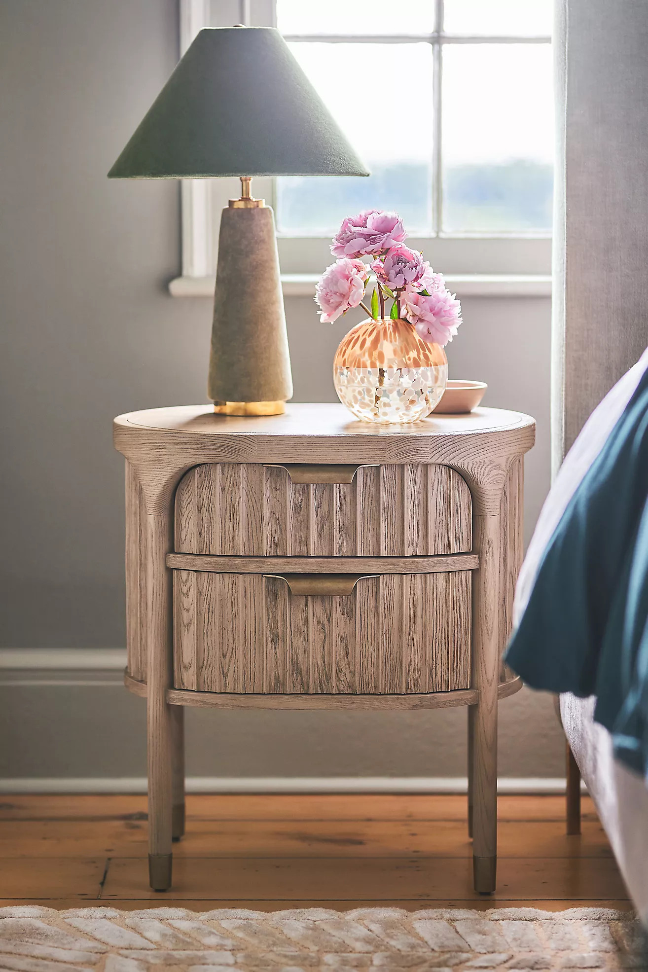 The Isla Fluted-Wood Two-Drawer Nightstand | Anthropologie (US)