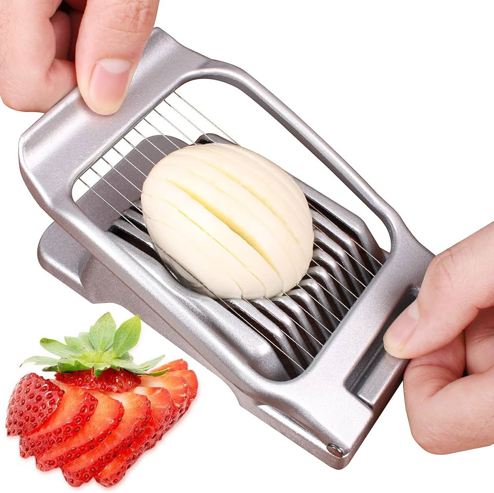 Egg Slicer for Hard Boiled Eggs Egg Cutter Strawberry Slicer Heavy Duty Aluminium Tomato Slicer S... | Amazon (US)