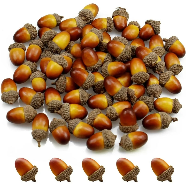 50 Pcs Artificial Acorns with Natural Acorn Cap Fake Acorn for Decoration Home House Kitchen Deco... | Walmart (US)