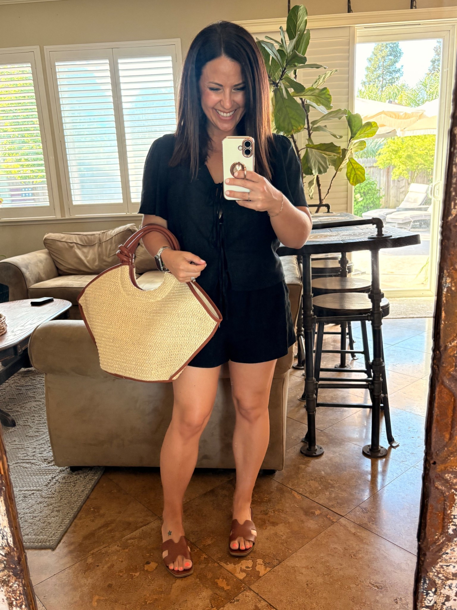 Easy, breezy, and on repeat 🤍
This black linen set is my go-to for looking put together without even trying—lightweight, comfy, and perfect for real life (errands, mom life, all of it). Paired it with neutral slides + my favorite straw bag for that effortless spring/summer vibe.

If you’re over complicated outfits… this is it 👏

#linenstyle #linenoutfit #summerstyleover40 #over40style #casualoutfitideas #effortlessstyle #momstyle #everydayoutfit #simpleoutfits #classicstyle #petitefashion #neutralstyle #realoutfits #capsulewardrobe #momuniform