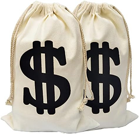 2pack Money Bags money bag costume money bag props money bags decor for party11.8 x 15.7 Inches M... | Amazon (US)