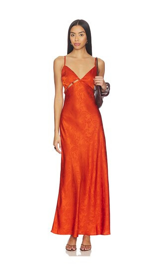 MINKPINK Valencia Bead Detail Dress in Burnt Orange. - size L | Revolve Clothing (Global)