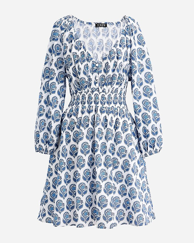 V-neck mini dress in bouquet block print | J. Crew US