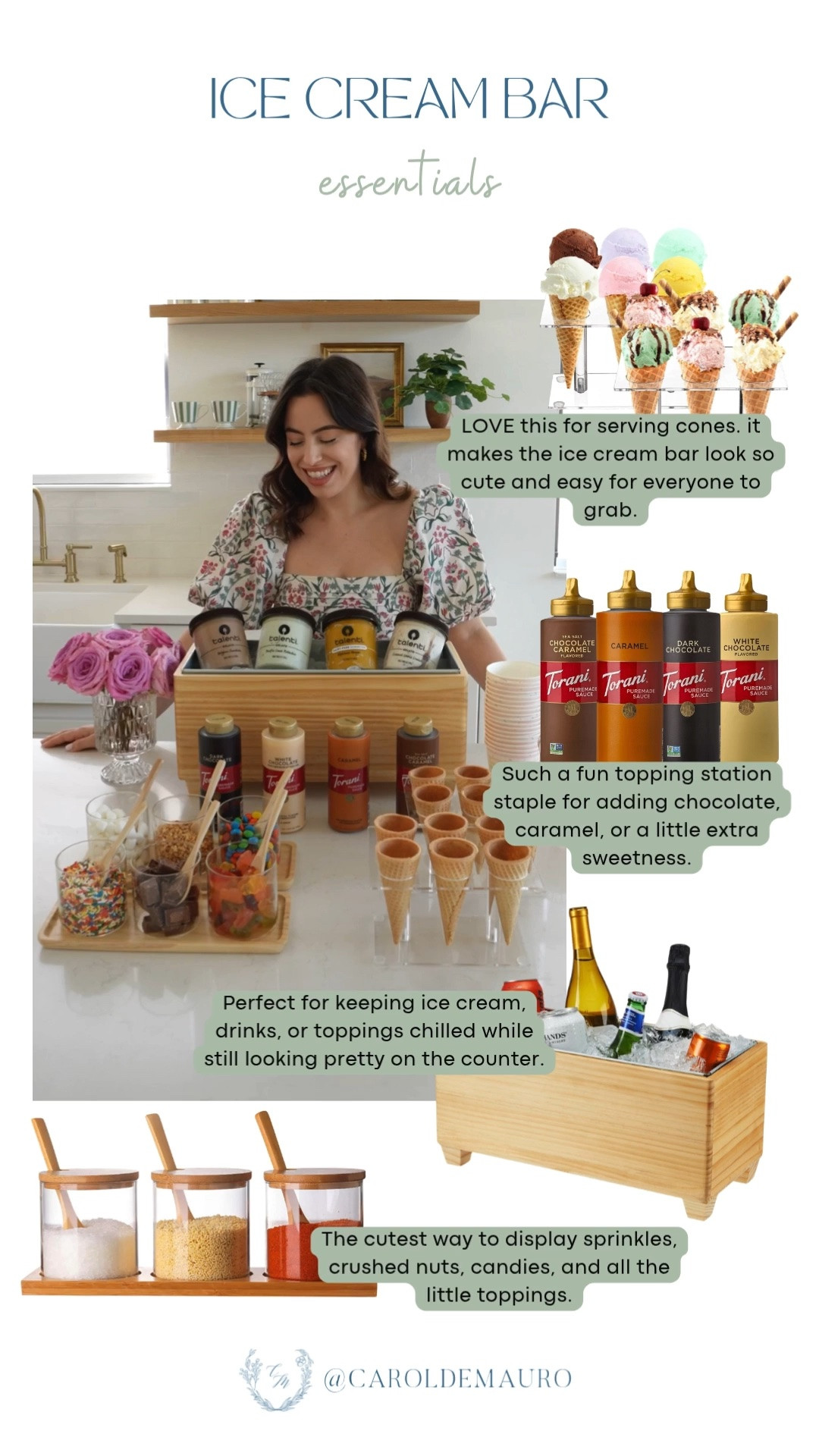 Such a fun and easy way to host! A cone stand, syrup station, and topping jars make the ice cream bar look adorable and keep everything easy to grab.

dessert bar ideas, party essentials, ice cream toppings, hosting ideas, summer party, dessert table, ice cream station, amazon home

#LTKfoodie #LTKHome